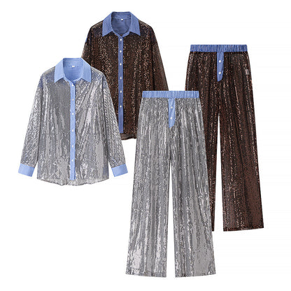 Damen Glamouröse Pailletten Pyjama-Set Stalluxe