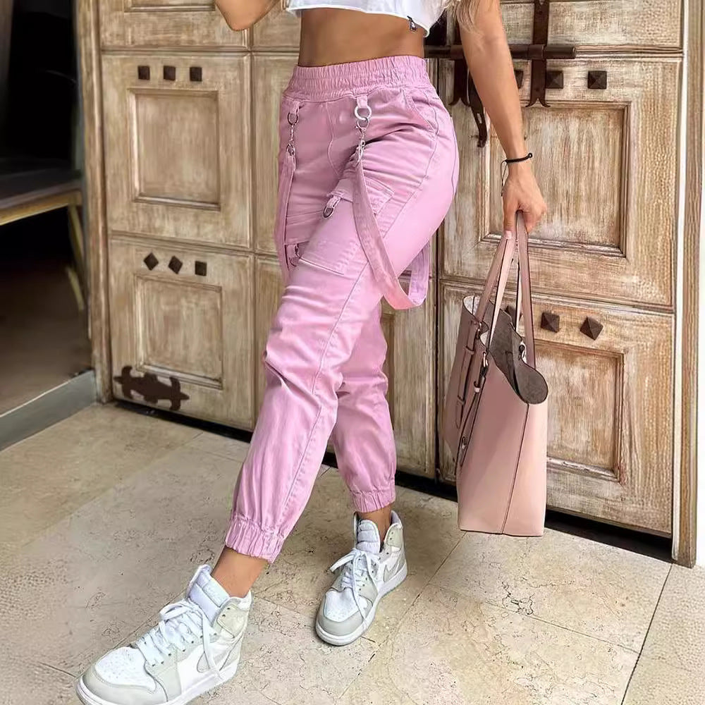 Damen Cargo-Hose mit praktischen Seitentaschen und verstellbarem Bund Stalluxe