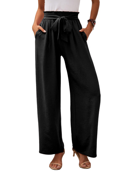 Damen Weite Stoffhose mit Elastischem Bund und Gürteldetail Stalluxe