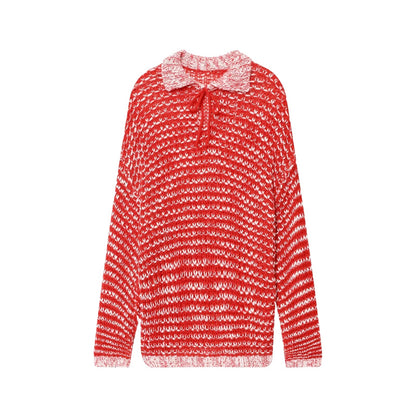 Damen lässiger Strickpullover mit modischem Kragen und Bindebändern Stalluxe