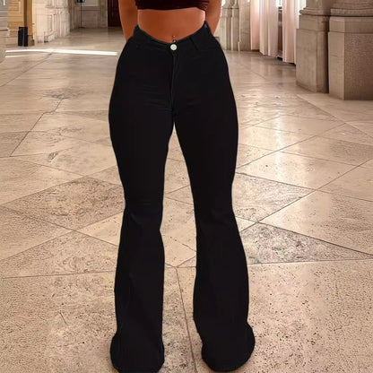 Damen Flared Jeans mit hohem Bund und figurformendem Schnitt Stalluxe