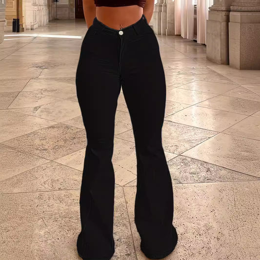 Damen Flared Jeans mit hohem Bund und figurformendem Schnitt Stalluxe