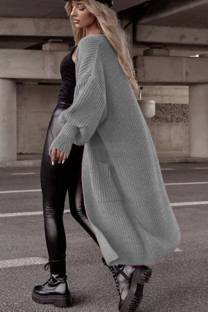 Damen Langer Strickcardigan mit tieferem Rückensaum und lässigem Schnitt Stalluxe