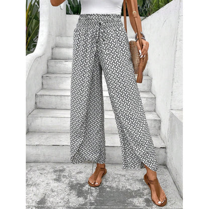 Damen weite Palazzo-Hose mit elastischem Bund und angesagtem Muster Stalluxe