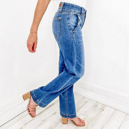 Damen Hochtaillierte Jeans im lässigen Vintage-Stil Stalluxe