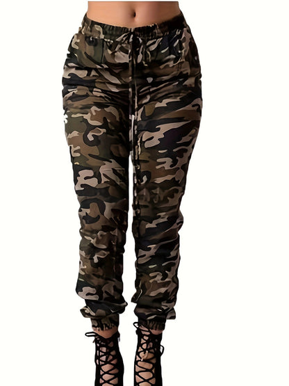 Damen Cargo-Hose mit elastischem Bund und trendigem Camouflage-Muster Stalluxe