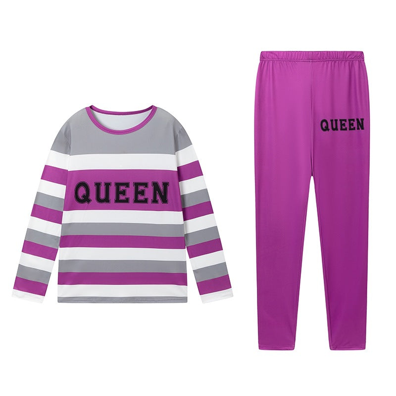 Damen Freizeit-Loungewear-Set mit gestreiftem Langarmshirt und bequemer Hose Stalluxe