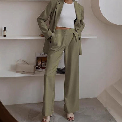 Damen elegantes Anzug-Set mit weitem Schnitt und stylischem Revers Stalluxe