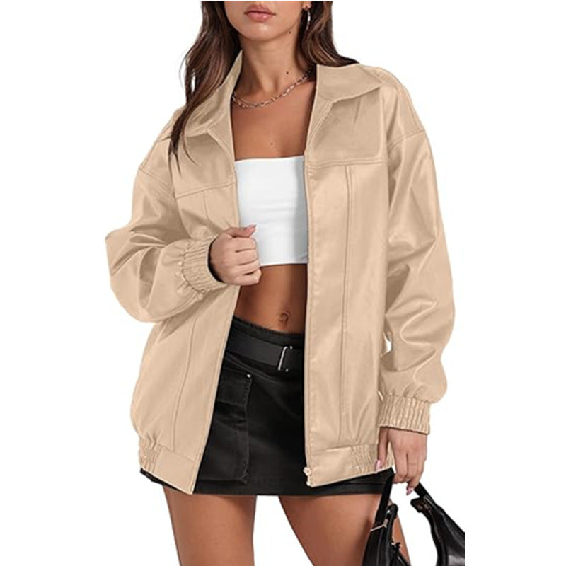 Damen lässige Oversized-Jacke mit elastischen Bündchen und modernem Schnitt Stalluxe