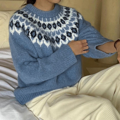 Damen Strickpullover mit traditionellem Norweger-Muster Stalluxe