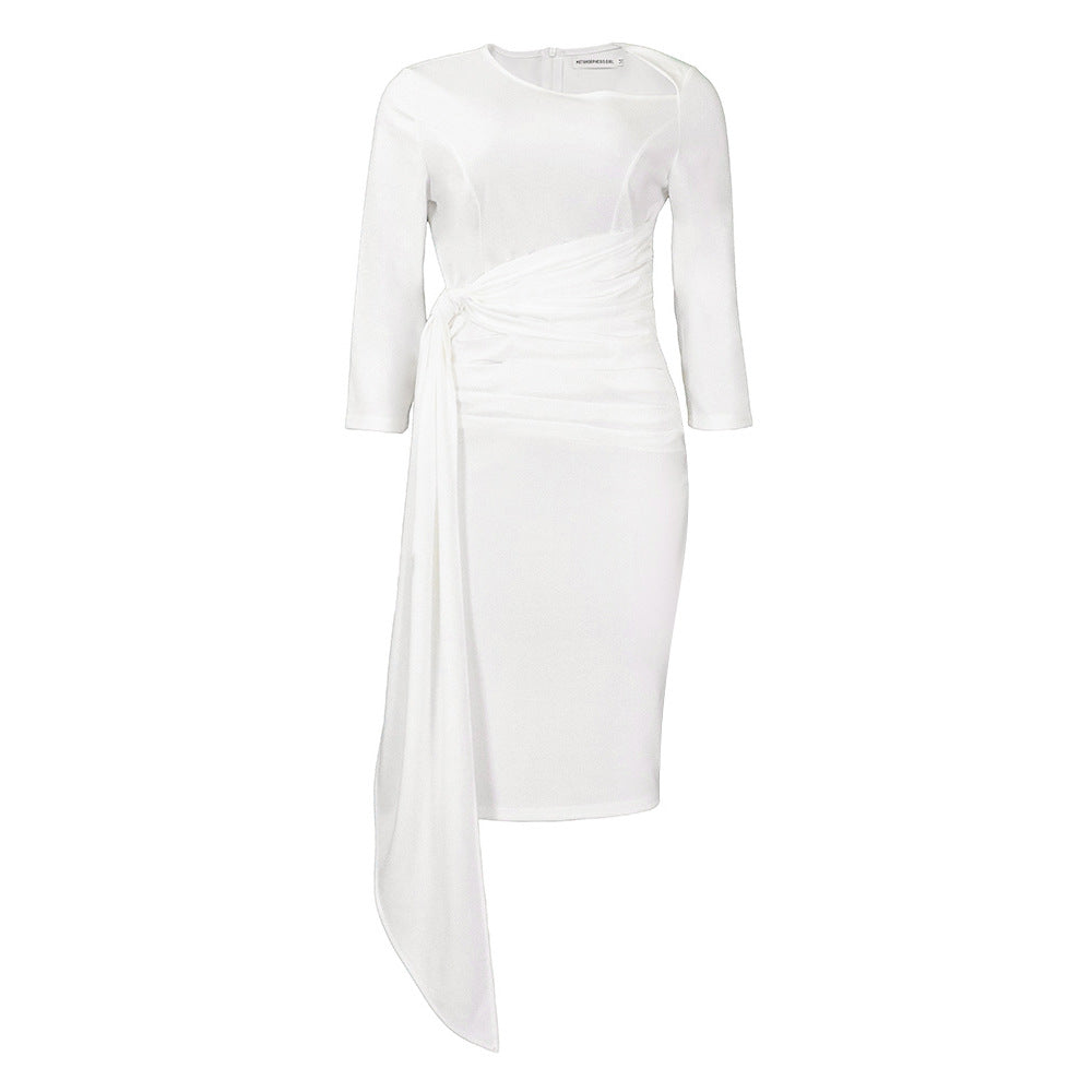 Damen Wickelkleid mit elegantem Faltenwurf und Satinoptik Stalluxe