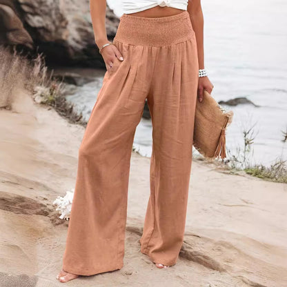Damen Weite Sommerhose mit elastischem Bund und lockerem Schnitt Stalluxe