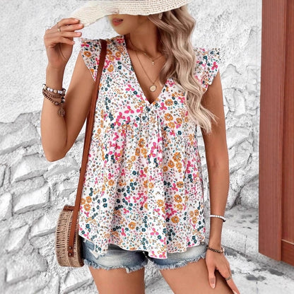 Damen Bluse mit floralem Design und voluminösen Ärmeln Stalluxe