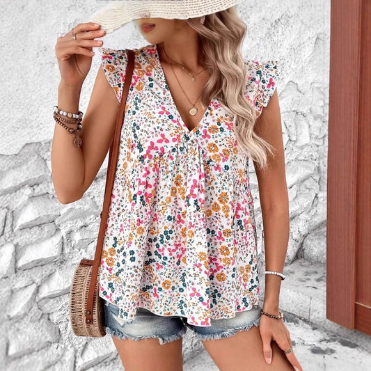 Damen Bluse mit floralem Design und voluminösen Ärmeln Stalluxe