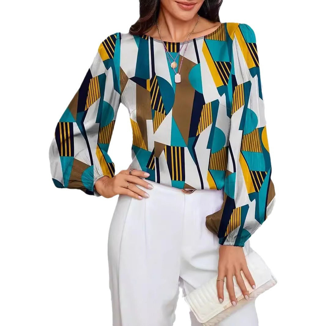 Damen Modische Bluse mit geometrischem Design Stalluxe