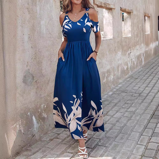 Damen Maxikleid mit schulterfreier Optik und floralem Design Stalluxe