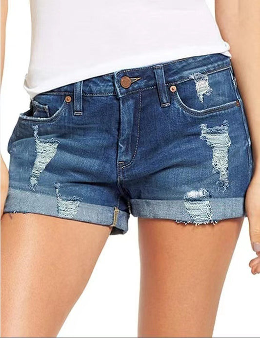 Damen trendige Destroyed Jeans-Shorts Stalluxe