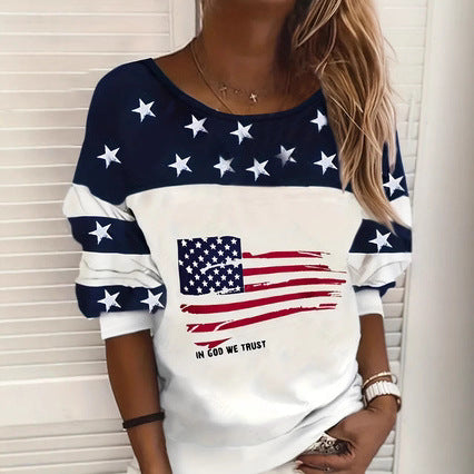 Damen Lässiges Sweatshirt mit Sternen-Design und Flaggenmotiv Stalluxe