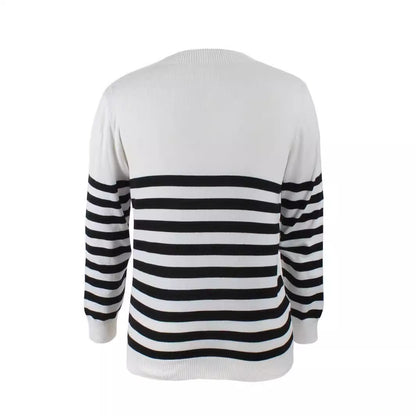 Damen Feinstrickpullover mit maritimem Streifenmuster und Rundhalsausschnitt Stalluxe