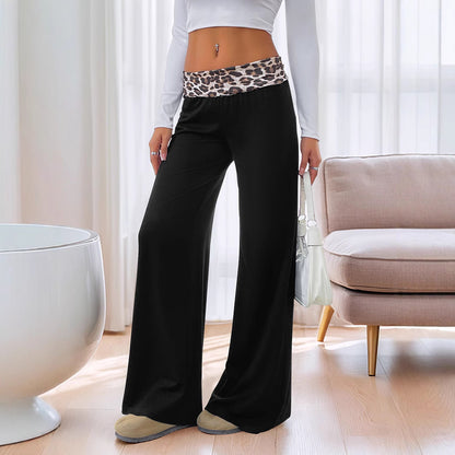 Damen weite Lounge-Hose mit modischem Animal-Print Bund Stalluxe