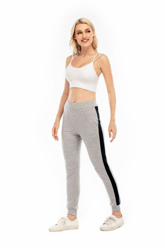 Damen Sportliche Freizeithose mit elastischem Bündchen und seitlichen Kontraststreifen Stalluxe