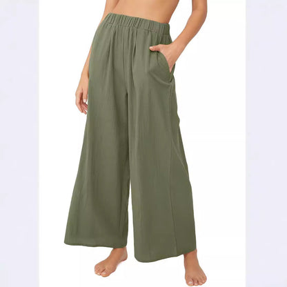 Damen Weite Palazzo-Hose mit elastischem Bund und seitlichen Taschen Stalluxe