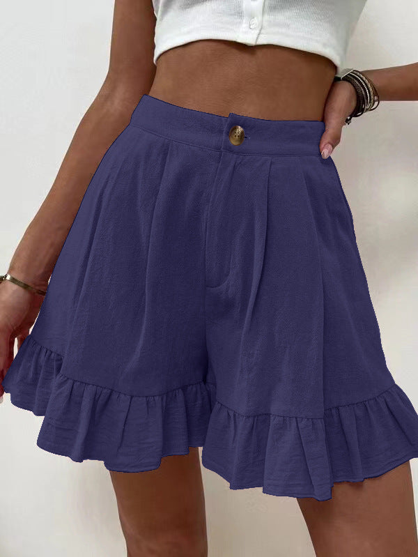 Damen Volant-Shorts mit elastischem Bund und seitlichen Taschen Stalluxe