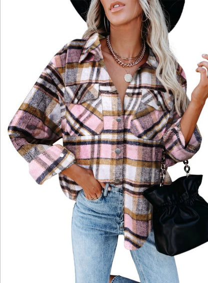 Damen Karierter Flanellhemdjacke mit übergroßem Schnitt Stalluxe
