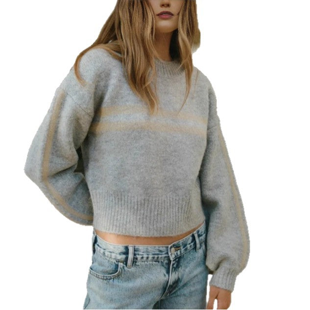 Damen lässiger Sweater mit Streifenmuster und weitem Schnitt Stalluxe