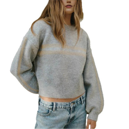Damen lässiger Sweater mit Streifenmuster und weitem Schnitt Stalluxe