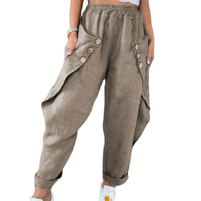 Damen lässige Sommerhose mit Knopfdetails und praktischen Seitentaschen Stalluxe