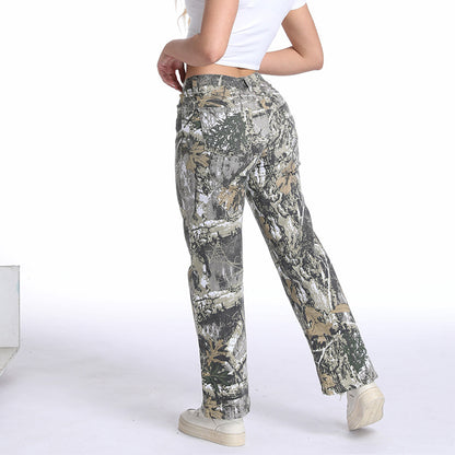Damen weite Camouflage Jeanshose im lässigen Stil Stalluxe