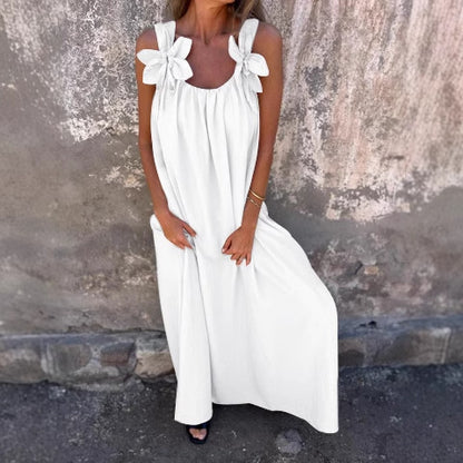 Damen Maxikleid mit verspielten Blumenapplikationen Stalluxe