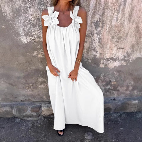 Damen Maxikleid mit verspielten Blumenapplikationen Stalluxe
