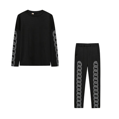 Damen Sportliches Lounge-Set mit geometrischem Muster und langärmeligen Oberteil Stalluxe