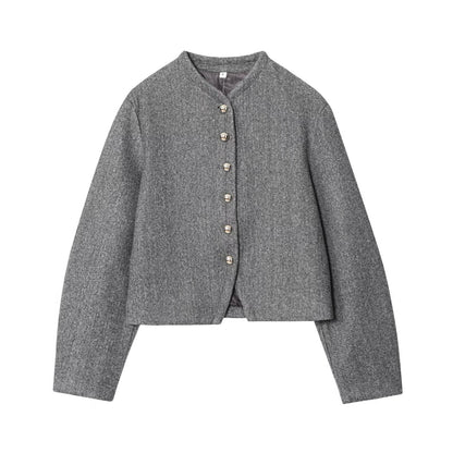 Damen elegante Kurzjacke mit Knopfverschluss und modernem Stoff Stalluxe