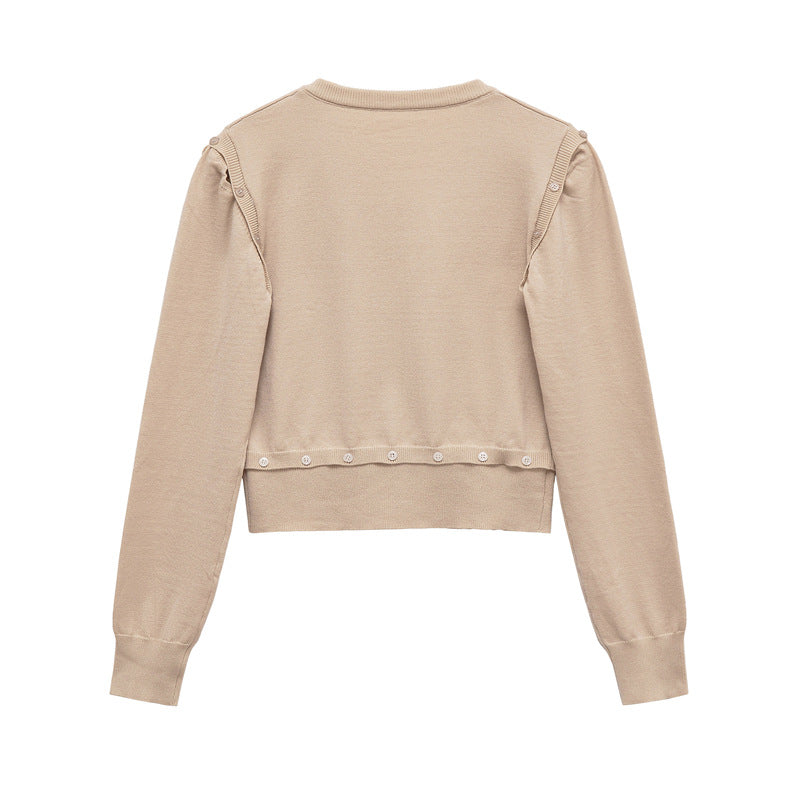 Damen Strickpullover mit V-Ausschnitt und dekorativen Knöpfen Stalluxe