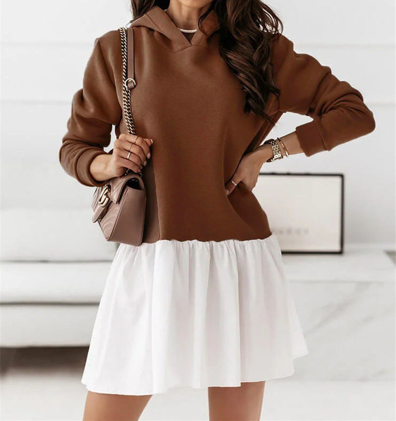 Damen lässiges Sweatkleid mit Kapuze Stalluxe