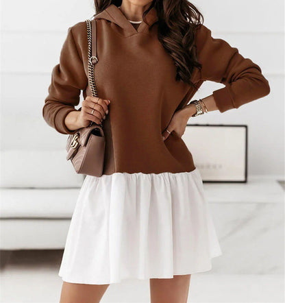 Damen lässiges Sweatkleid mit Kapuze Stalluxe