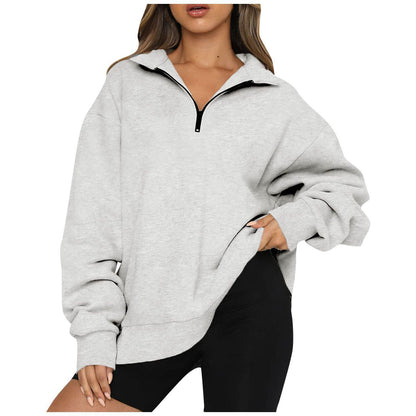 Damen Sportlicher Sweater mit Halbreißverschluss und oversized Passform Stalluxe