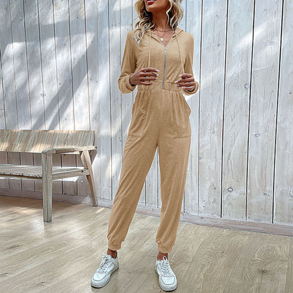 Damen modischer Jumpsuit mit elegantem Reißverschluss und praktischen Taschen Stalluxe