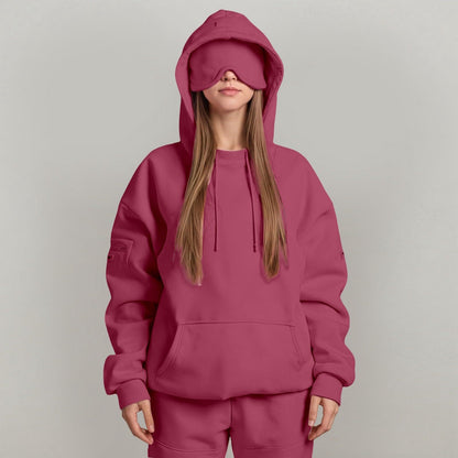 Damen kuscheliger Oversized Hoodie mit integrierter Augenmaske Stalluxe