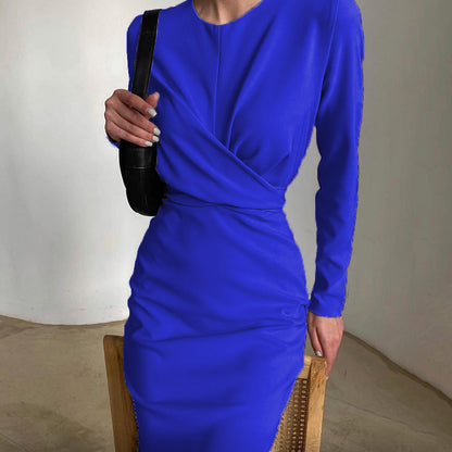 Damen Elegantes Wickelkleid mit langem Arm und fließendem Schnitt Stalluxe