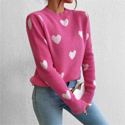 Damen gemütlicher Pullover mit Herzmuster Stalluxe