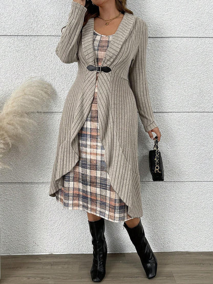 Damen Strickjacke mit asymmetrischem Schnitt und dekorativem Gürtel Stalluxe