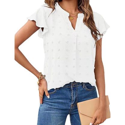 Damen Verspielte Bluse mit Rüschendetails und Strukturmuster Stalluxe