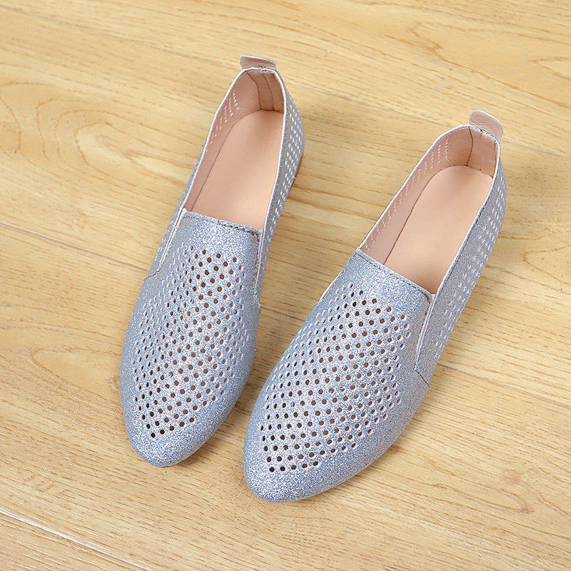 Damen elegante Slipper mit glitzerndem Obermaterial und atmungsaktiven Perforationen Stalluxe