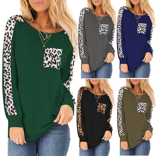 Damen Modischer Langarmshirt mit Leoparden-Applikationen Stalluxe