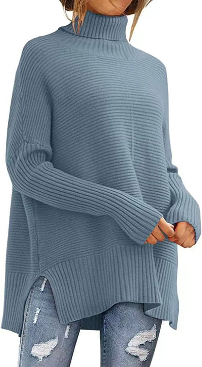 Damen Kuscheliger Rollkragenpullover Stalluxe Meeresblau
