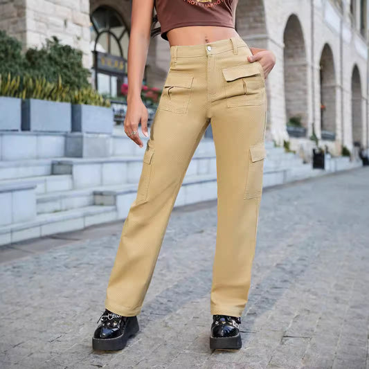 Damen Cargo-Hose mit hoch tailliertem Schnitt und praktischen Seitentaschen Stalluxe